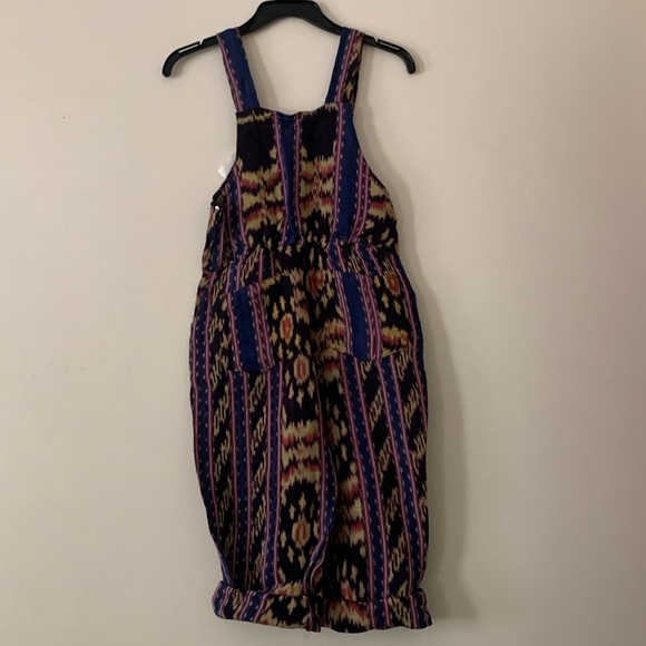 Kids Boho Overalls One Size Multi Color 100%Cotton NWT Super Cute Roll Up Leg - Picture 6 of 16